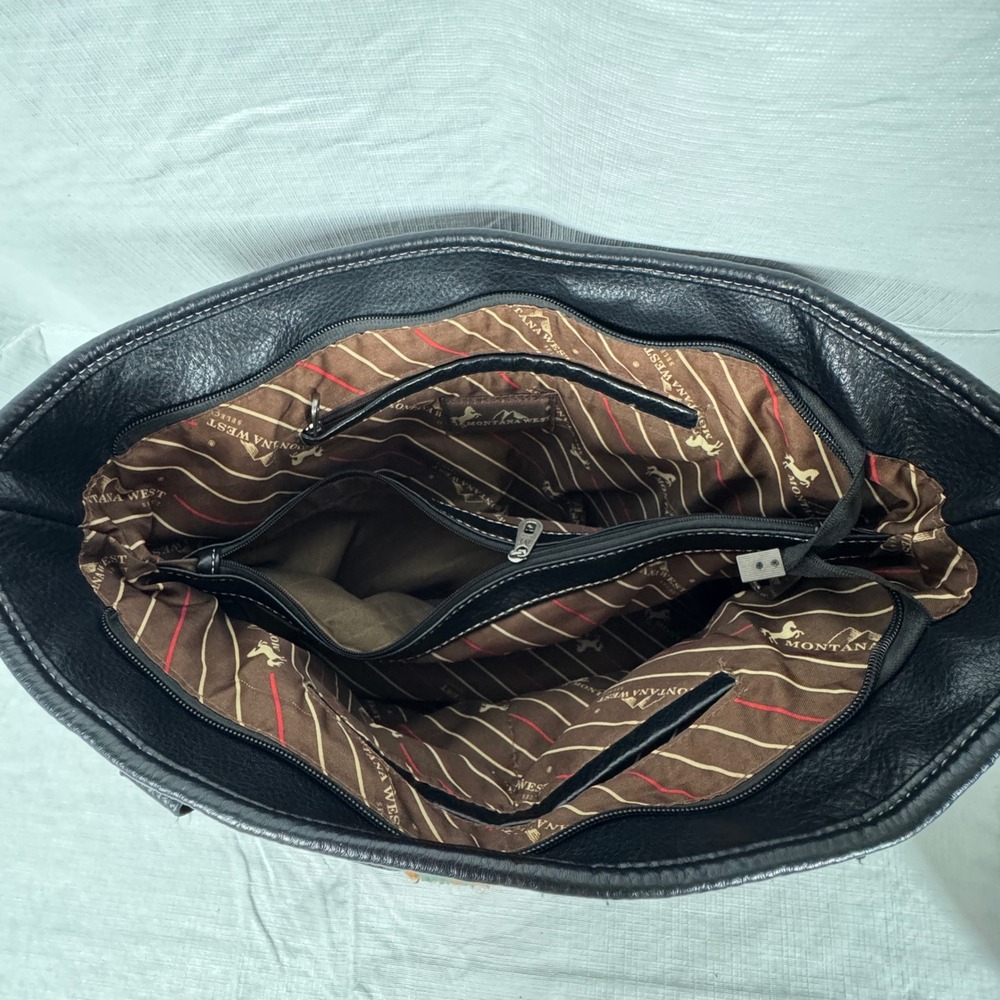 Montana West Southwestern Aztec Tote Bag Concealed Carry Black Teal - Picture 5 of 11